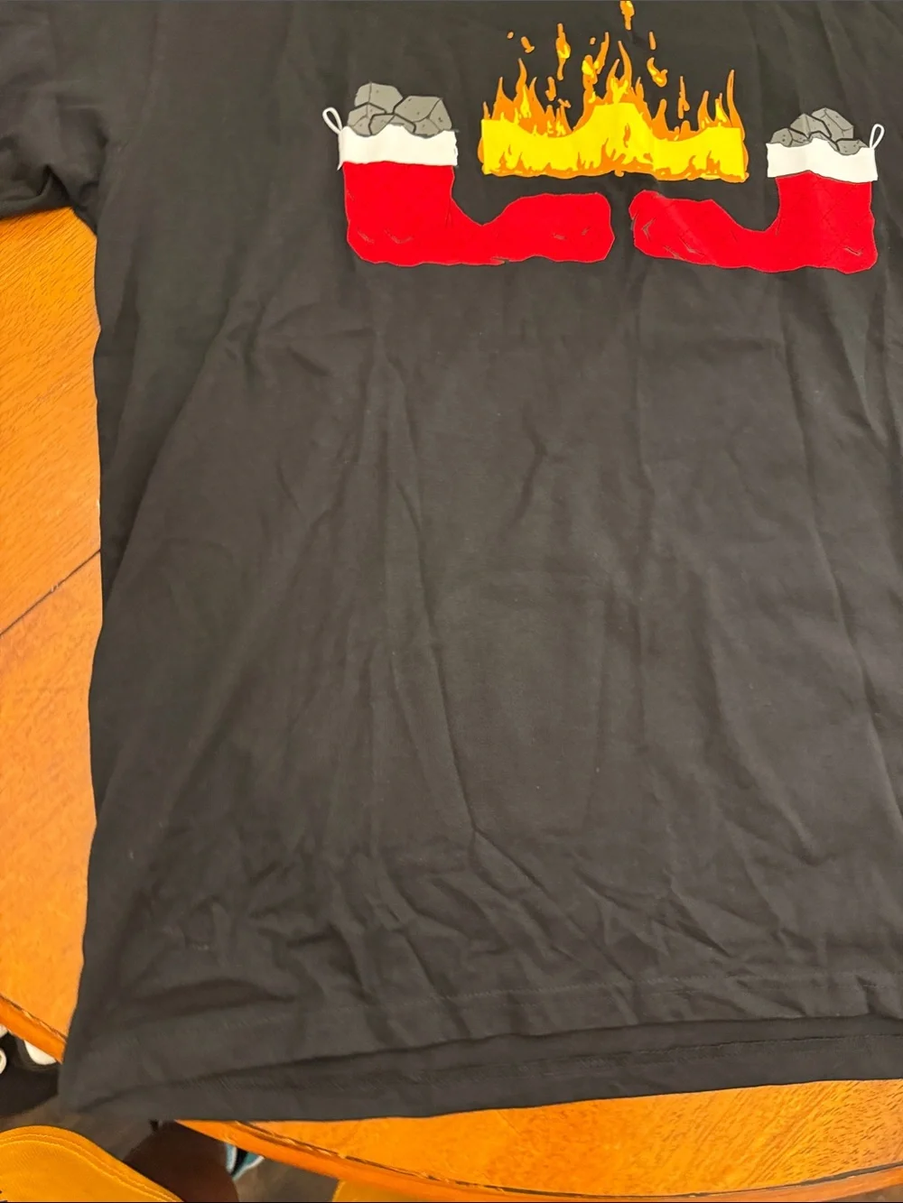 Nike Black Graphic Flame & Boot Short Sleeve Tee LeBron Christmas L Large